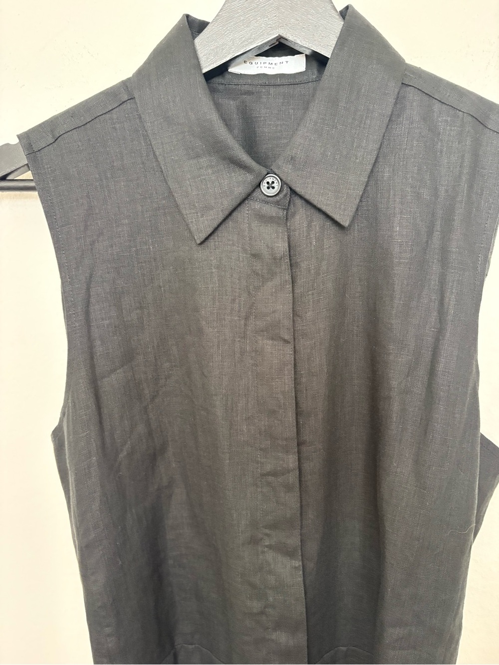 Equipment True Black Bellette 💯% Silk Button Front Dress With Belt Size S Sku#73 - Picture 4 of 11